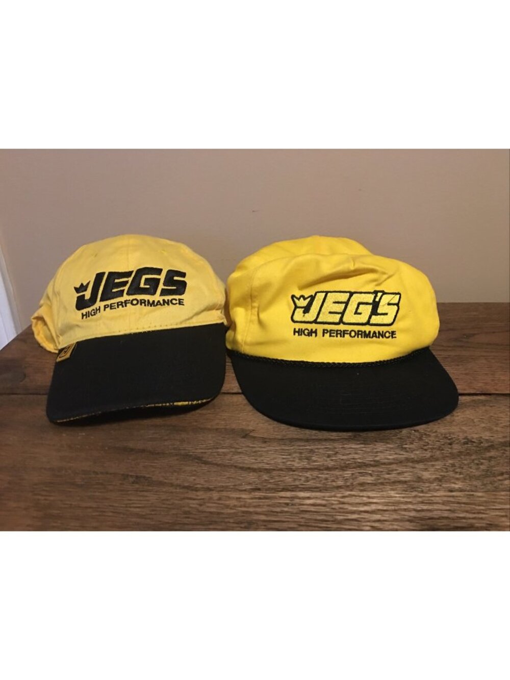 2 JEGS HIGH PERFORMANCE 90s VTG Automobile Parts Racing SnapBack Vector Hats